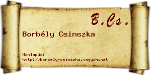 Borbély Csinszka névjegykártya